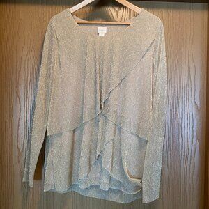 NWT Chico's Cocktail Gold Shimmer Metallic Layers Top Blouse Crossover 3